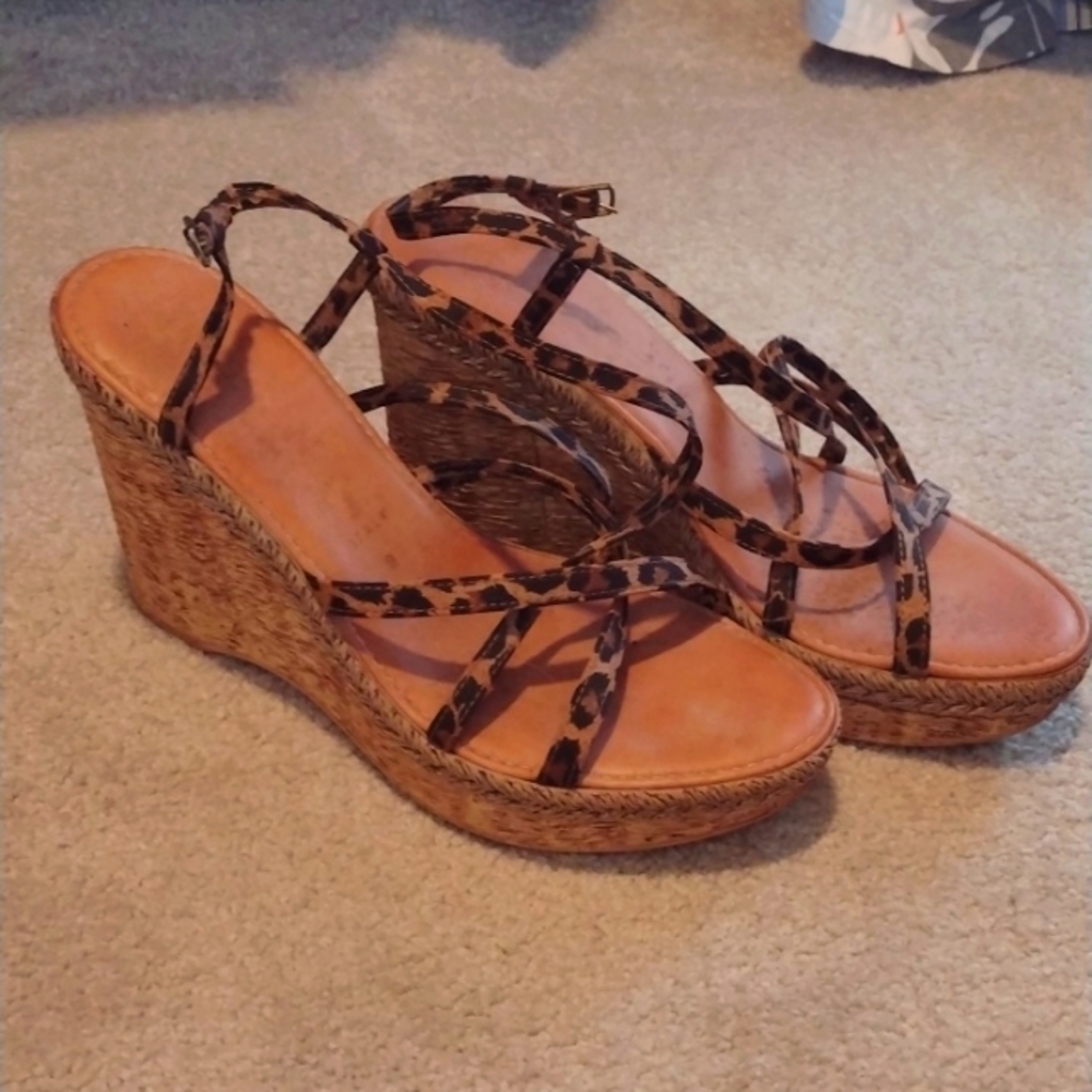 Animal print wedge sandals